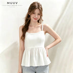 Sleeveless Peplum Cami Top Detachable Spaghetti Strap