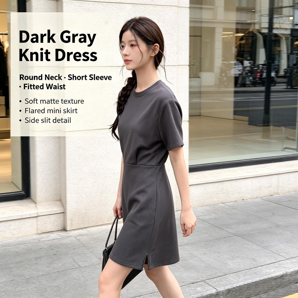 Short Sleeve Crew Neck Mini T Dress