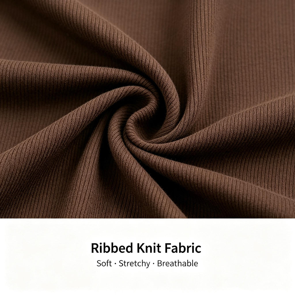 Brown Ribbed Waist Shaping Top