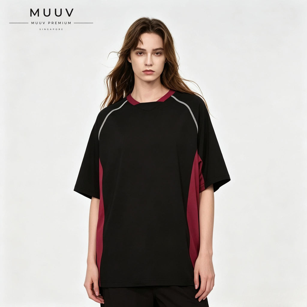 American Retro Color-Block Striped T-Shirt Raglan Sleeves