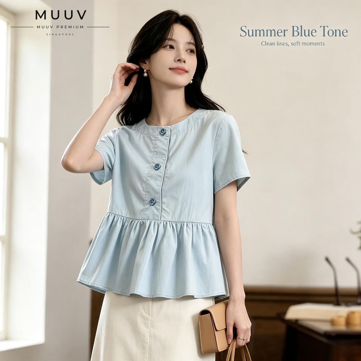 Casual Round Neck Short Sleeve Peplum Blouse Top