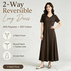 Cotton Maxi Dress Dual Wear V Round Neck A Line Slit Dress With Pockets