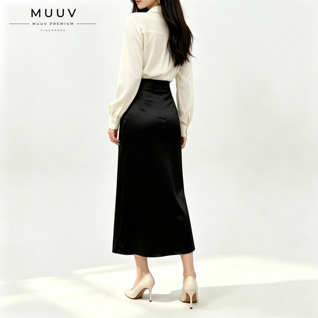 Glossy Silk-Feel Satin Skirt