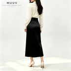 Glossy Silk-Feel Satin Skirt