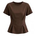 Brown Ribbed Waist Shaping Top
