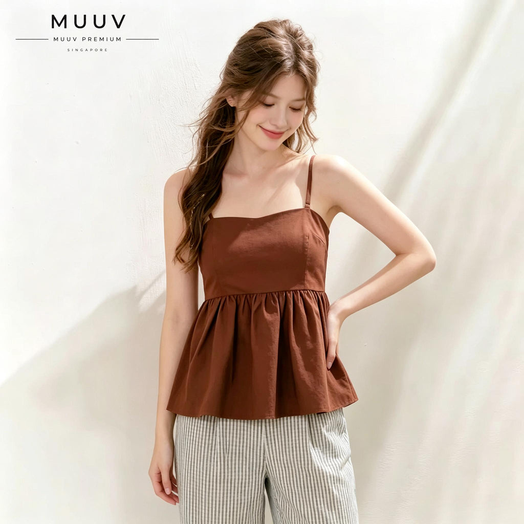 Sleeveless Peplum Cami Top Detachable Spaghetti Strap