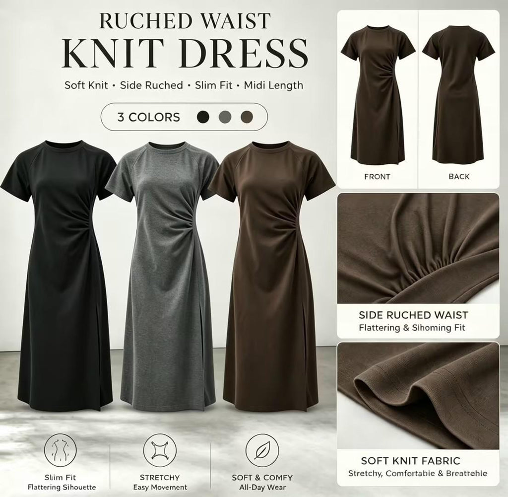 Ruched Waist Knit Dress