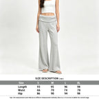 Ribbed Knit Fold Over Waist Flare Leg Pants