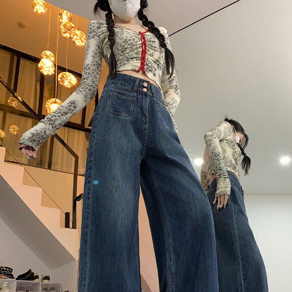 Muuv-It Retro High-Waist Flared Wide-Leg Jeans