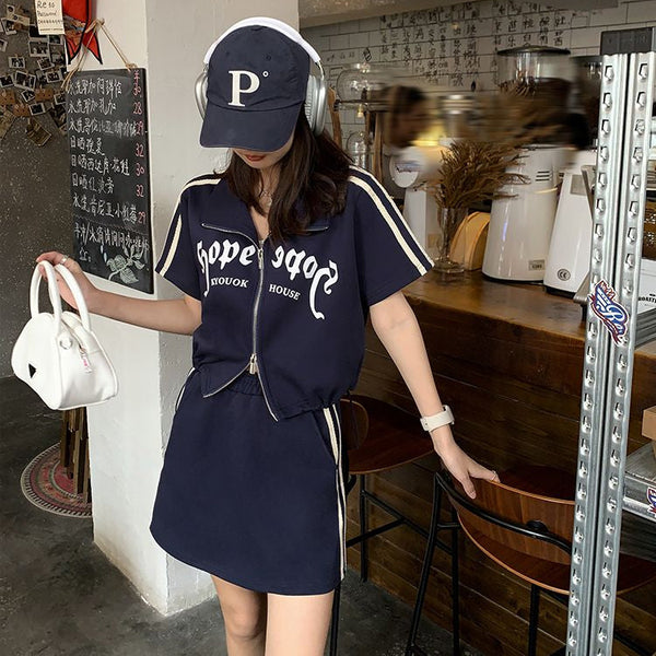 Muuv-It Zip-Up Cardigan Skirt Set
