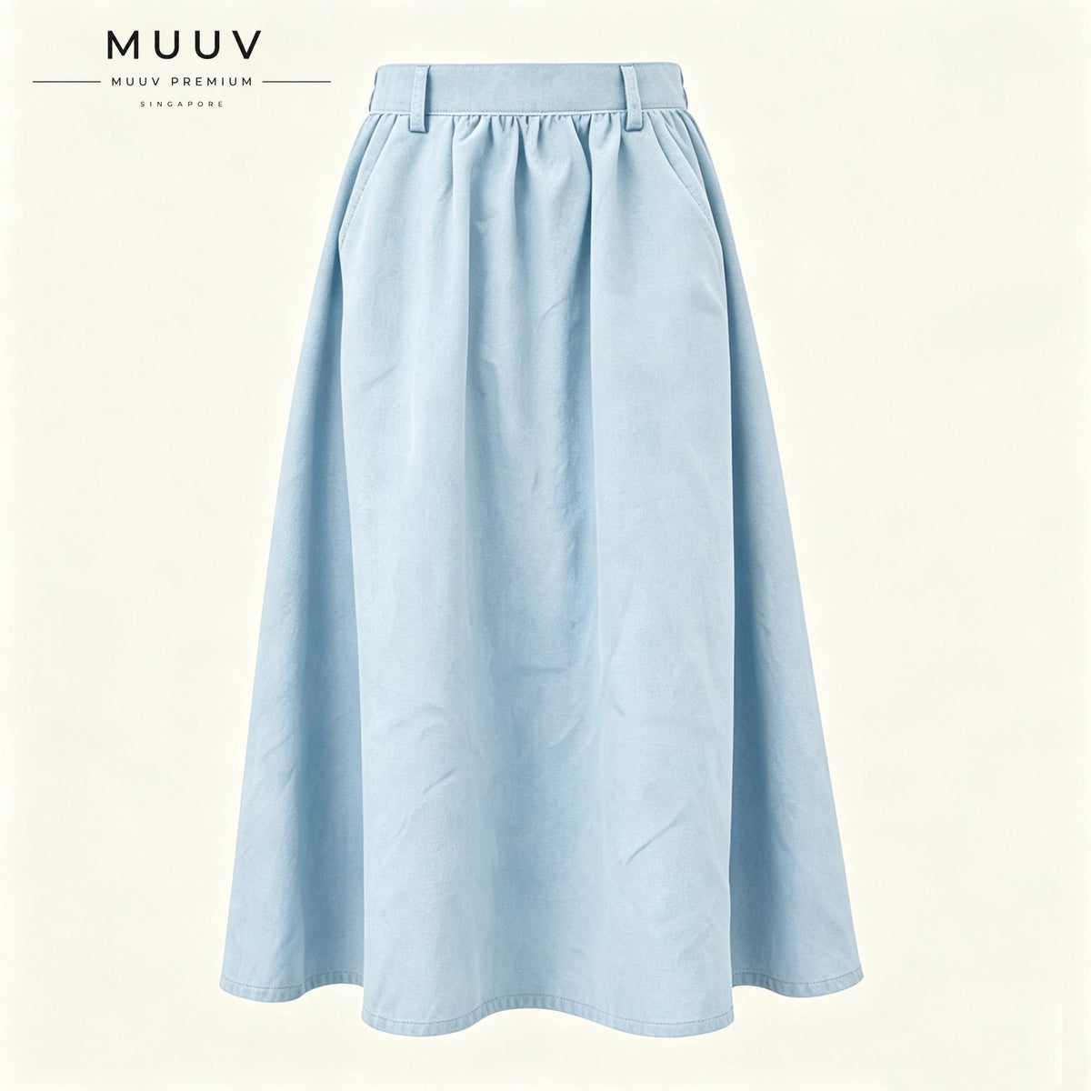A Line Midi Long Skirt with Side Pockets