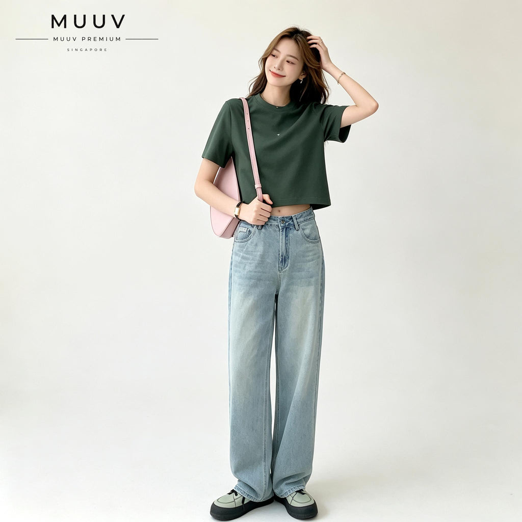 Cotton Cropped T Shirt Short Sleeve