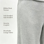 Ribbed Knit Fold Over Waist Flare Leg Pants