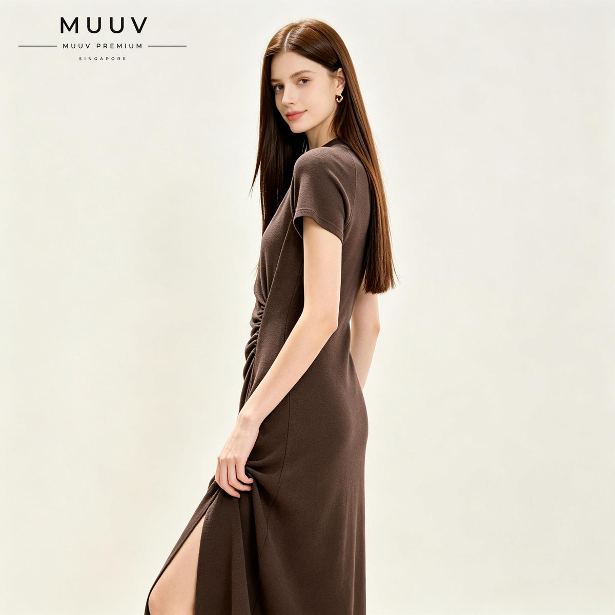 Ruched Waist Knit Dress
