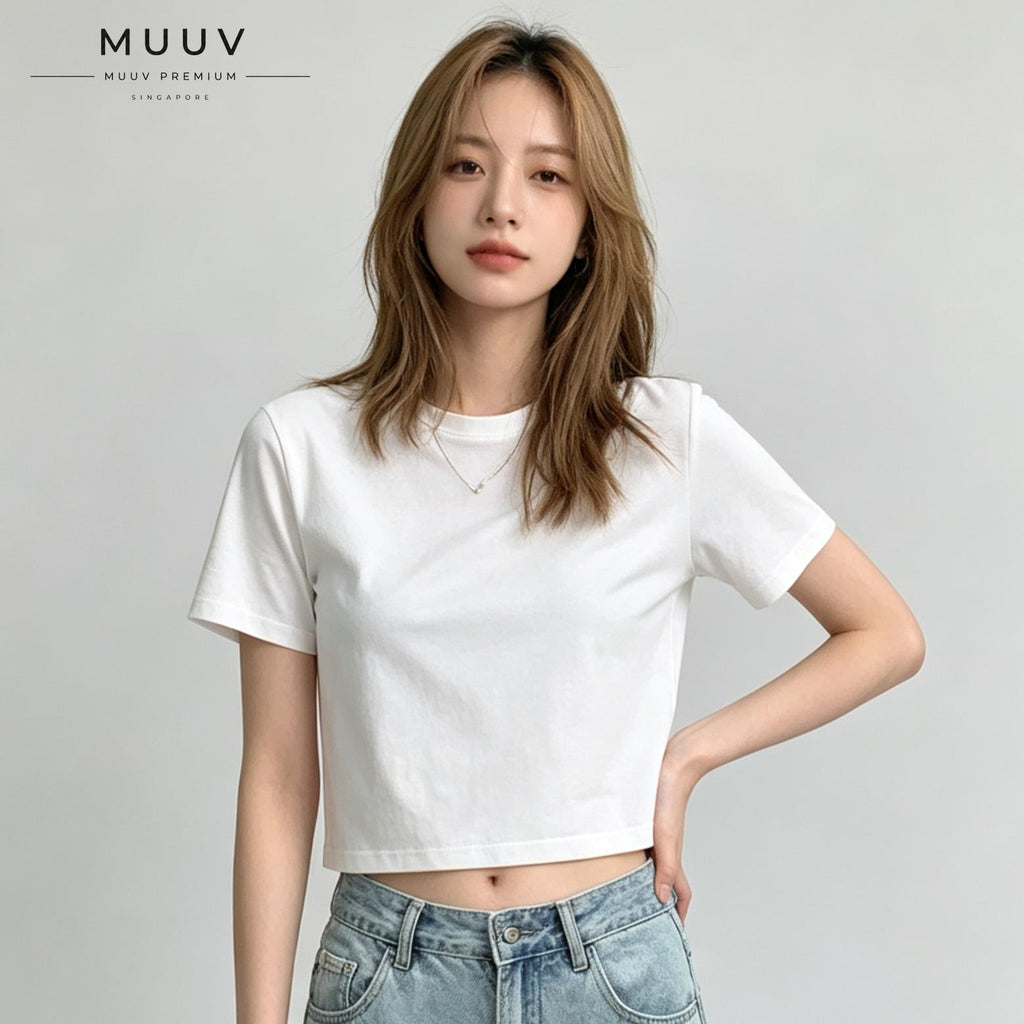 Cotton Cropped T Shirt Short Sleeve
