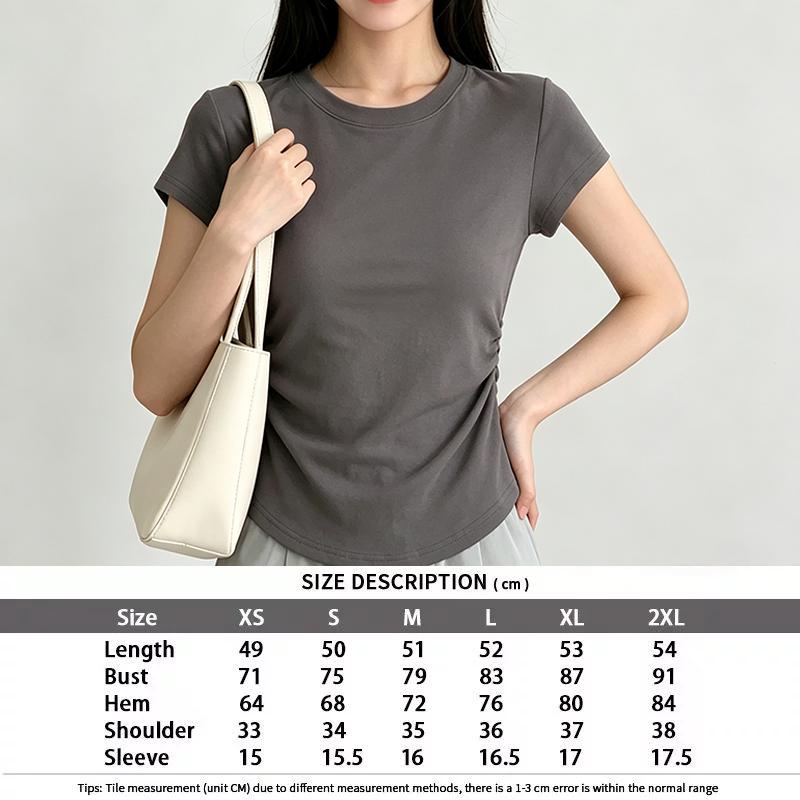 Ruched Round Neck Slim Fit Tee