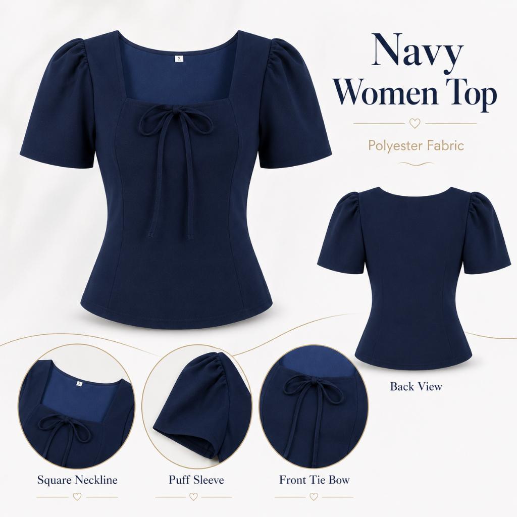 Square Neck Puff Sleeve Blouse