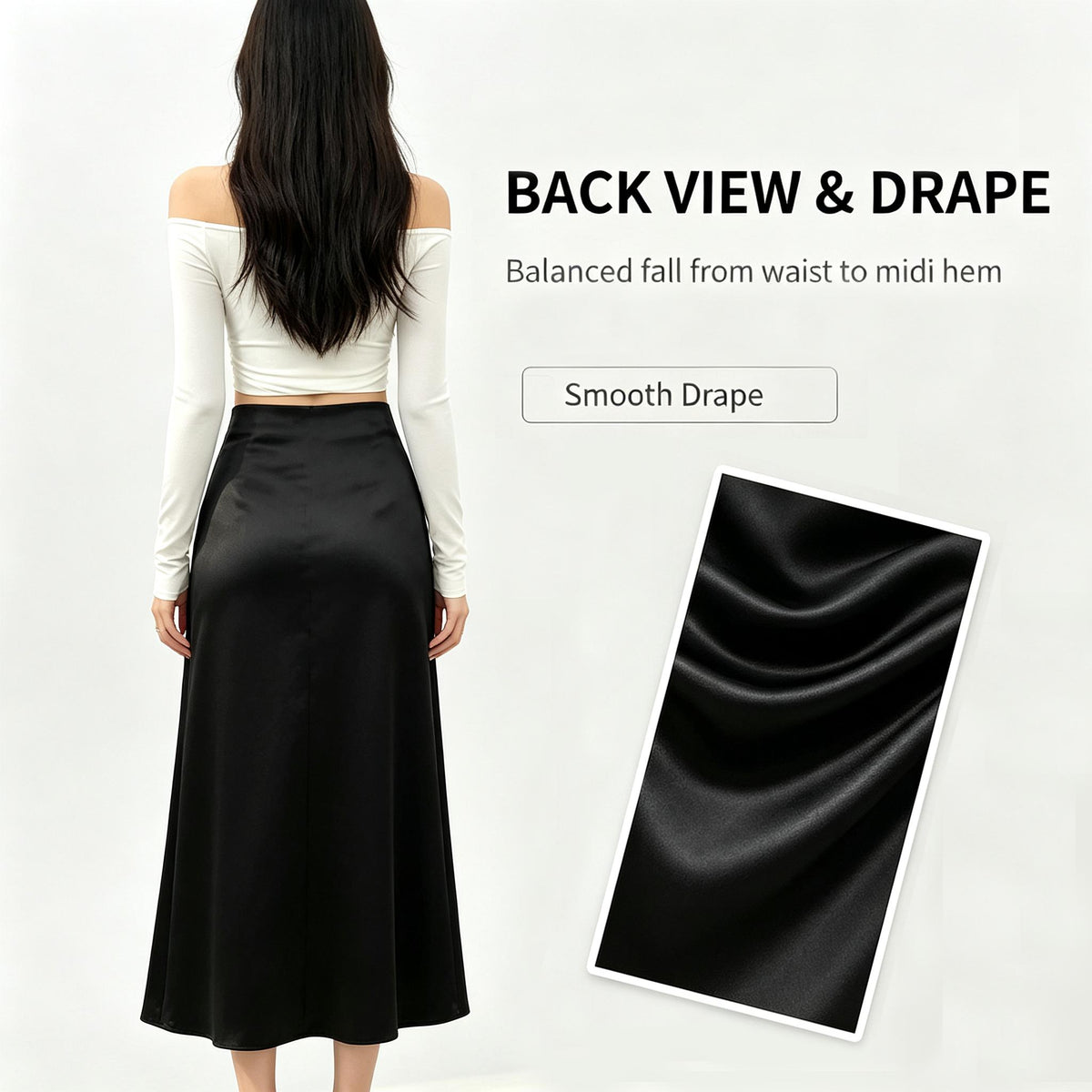 Glossy Silk-Feel Satin Skirt
