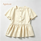 Casual Round Neck Short Sleeve Peplum Blouse Top