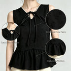 V-neck Sleeveless Floral Jacquard Peplum Top