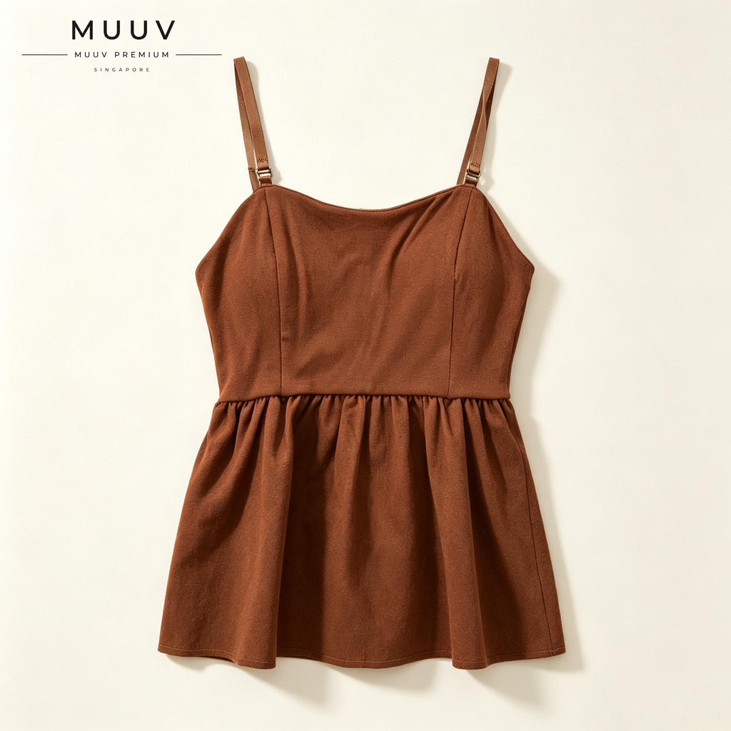 Sleeveless Peplum Cami Top Detachable Spaghetti Strap