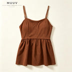 Sleeveless Peplum Cami Top Detachable Spaghetti Strap