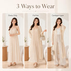 Two Piece Outfit White Hollow Tassel Sleeveless Striped Midi Dress Set