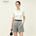 Women Grey Plaid Shorts