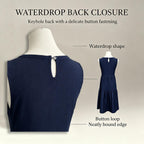 Sleeveless A Line Gathered Round Neck Back Keyhole Midi Dress