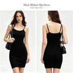 Ribbed Cami Mini Dress Spaghetti Strap Scoop Neck Slim Bodycon Fit Stretchy Soft Knit Fabric Casual Basic Sleeveless Short Dress Summer Daily Club Night Out Wear