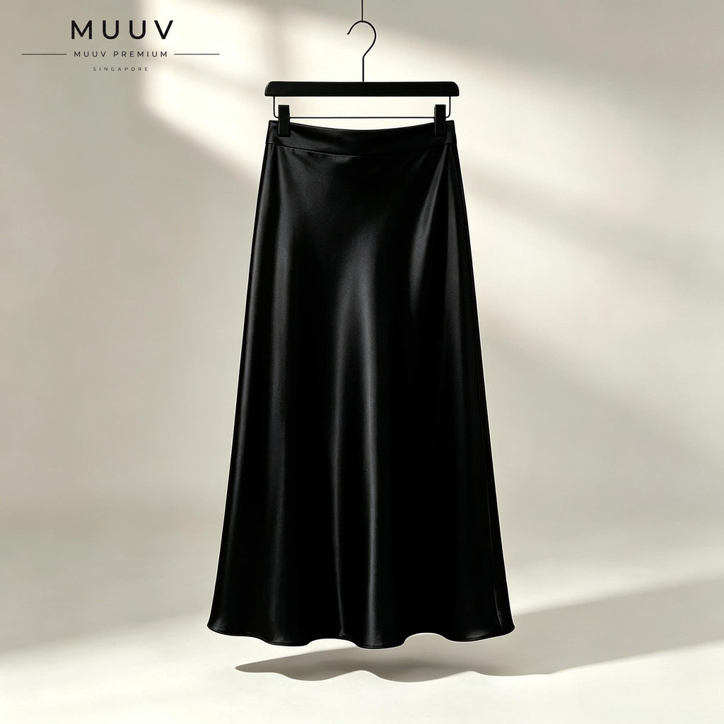 Glossy Silk-Feel Satin Skirt