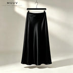 Glossy Silk-Feel Satin Skirt