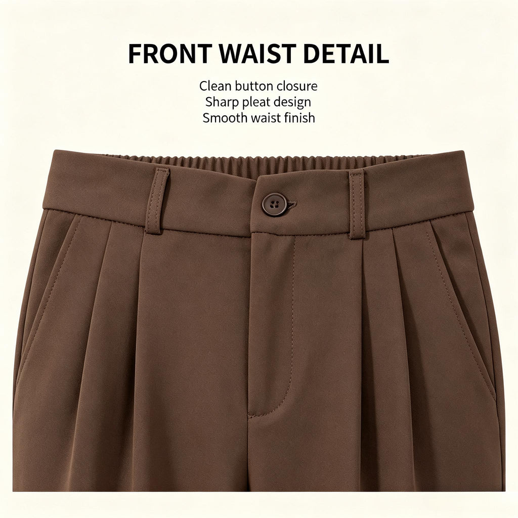 High Waist Pleated Straight Ankle Suit Pants