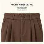 High Waist Pleated Straight Ankle Suit Pants