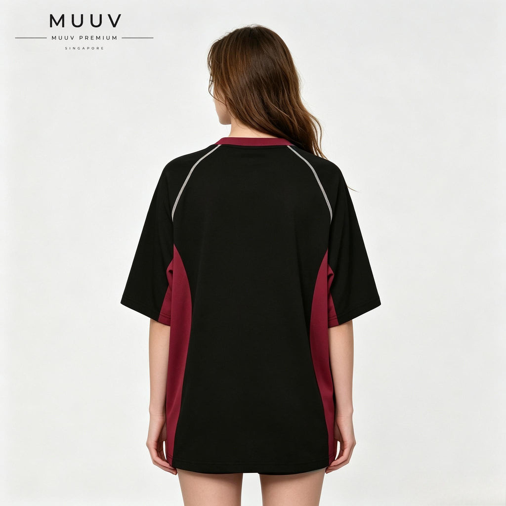 American Retro Color-Block Striped T-Shirt Raglan Sleeves
