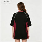 American Retro Color-Block Striped T-Shirt Raglan Sleeves