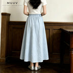 A Line Midi Long Skirt with Side Pockets