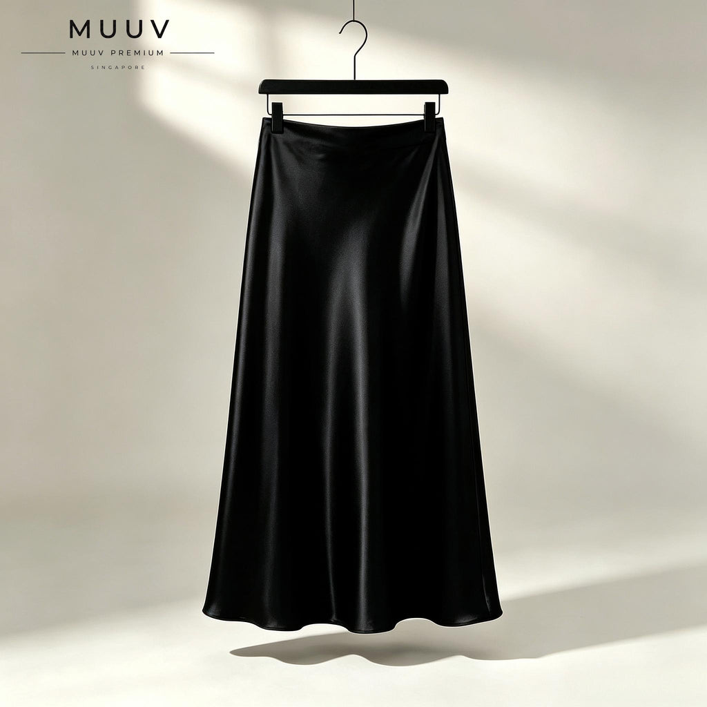 Glossy Silk-Feel Satin Skirt