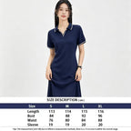 Women V neck Polo Collar Short Sleeved Maxi Dress