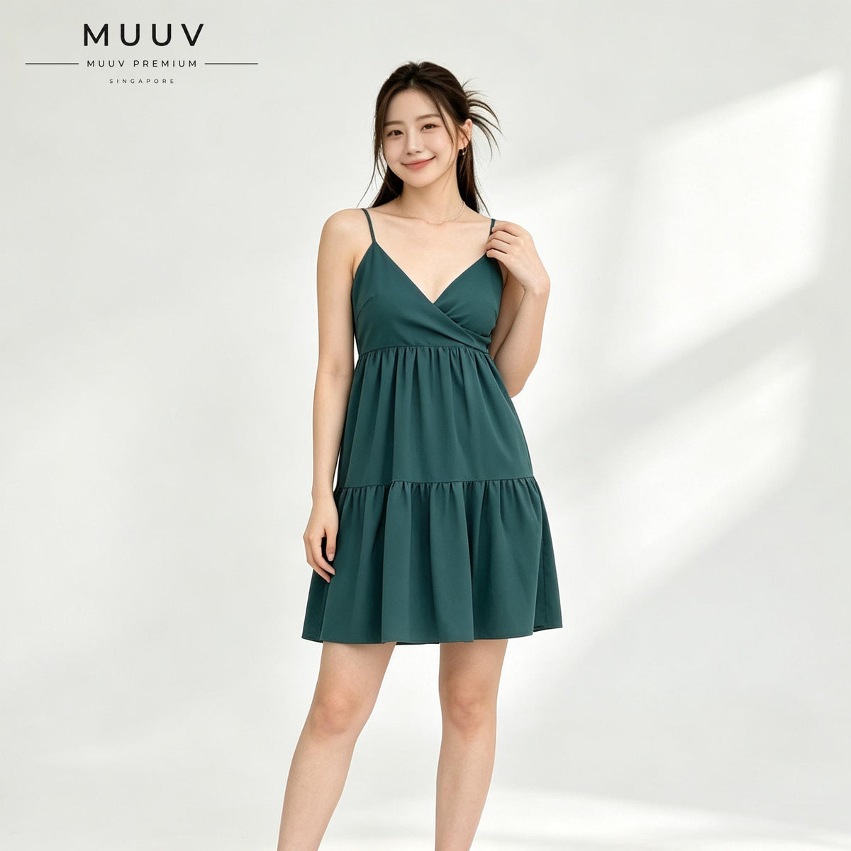V Neck High Waist Sleeveless Spaghetti Strap Tiered Ruffle Dress