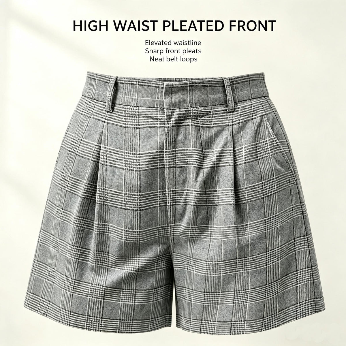 Women Grey Plaid Shorts
