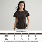 Brown Ribbed Waist Shaping Top