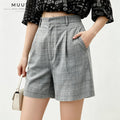 Women Grey Plaid Shorts