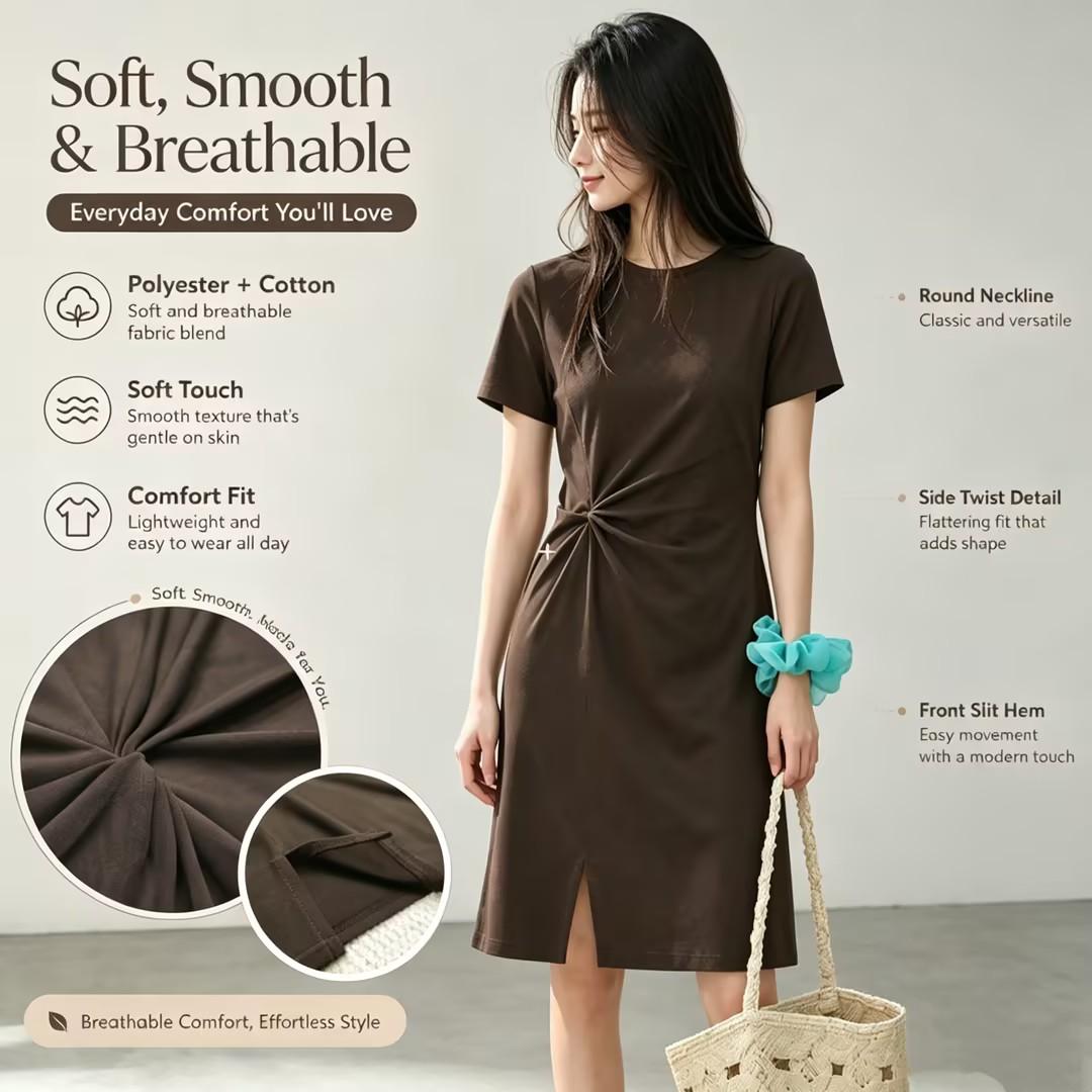 Ruched Waist Knit Dress