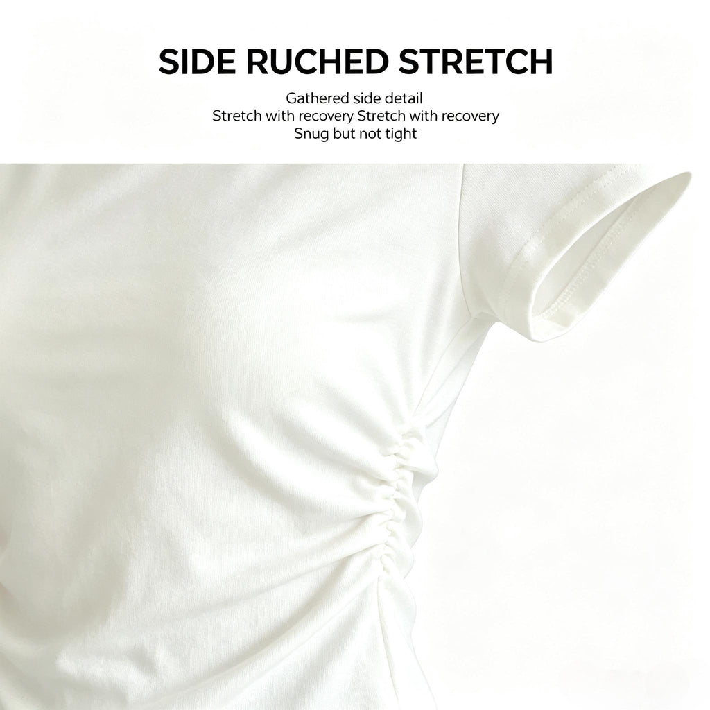 Ruched Round Neck Slim Fit Tee