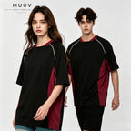 American Retro Color-Block Striped T-Shirt Raglan Sleeves