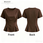 Brown Ribbed Waist Shaping Top