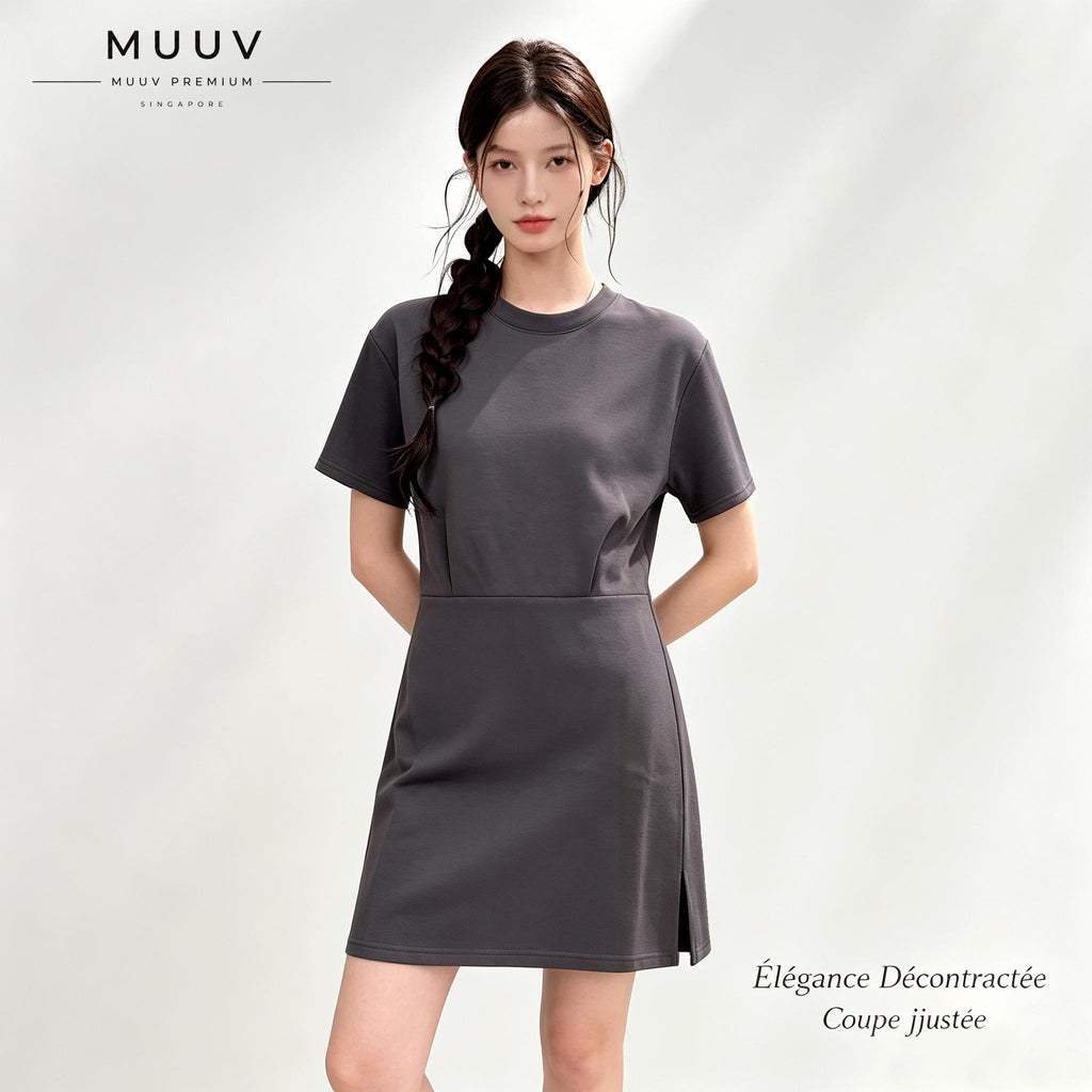 Short Sleeve Crew Neck Mini T Dress
