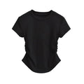 Ruched Round Neck Slim Fit Tee