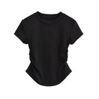Ruched Round Neck Slim Fit Tee